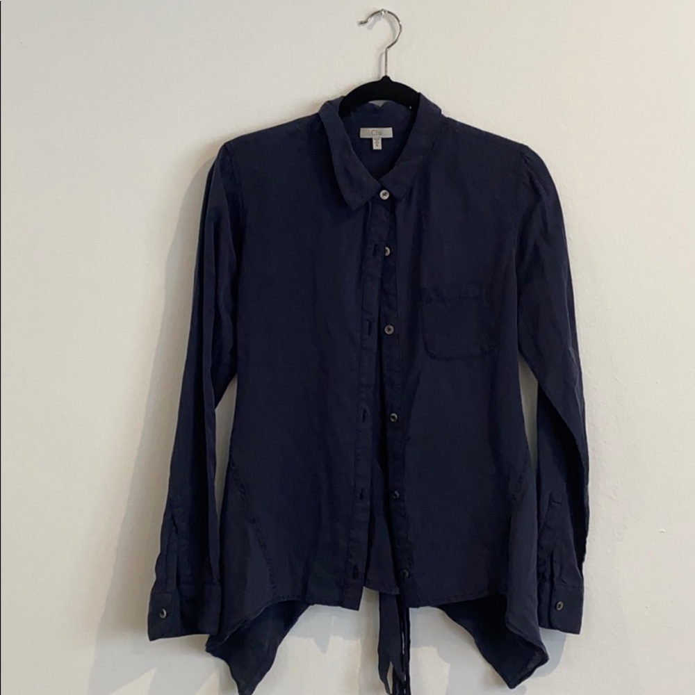 Clu Navy Button Down Top